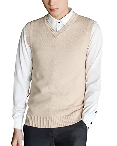 Yishengwan Strickweste Herren V-Ausschnitt Pullover Weste Casual Strickwaren Ärmellose Pullunder Gilets Aprikose M Yishengwan Strickweste Herren V-Ausschnitt Pullover Weste Casual Strickwaren Ärmellose Pullunder Gilets Aprikose M von Yishengwan