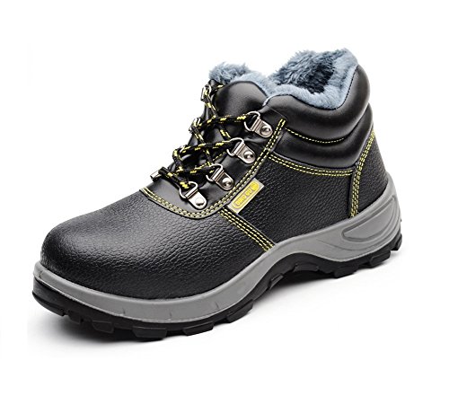 Arbeitsschuhe mit Stahlkappe wasserdicht Herren Sicherheitsstiefel mit Stahlkappe Stahlkappen Schuhe Work Shoes, Schwarz, 43 EU von YisiNP