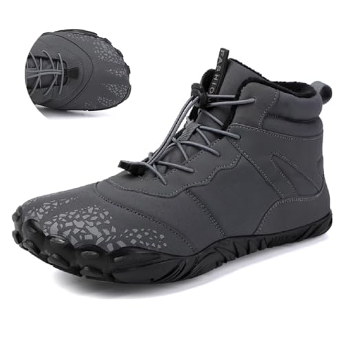 YisiNP Barfußschuhe Herren Winterstiefel Damen Warm Gefüttert Weit Zehenschuhe Boots Winterschuhe Outdoor von YisiNP