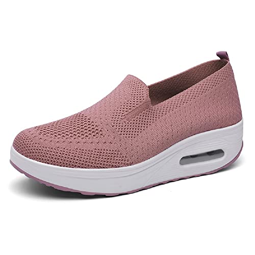 YisiNP Damen Leichtgewichts Walking Sneakers Confort Atmungsaktiv Mesh Freizeitschuhe Keilabsatz Slip on Schuhe von YisiNP