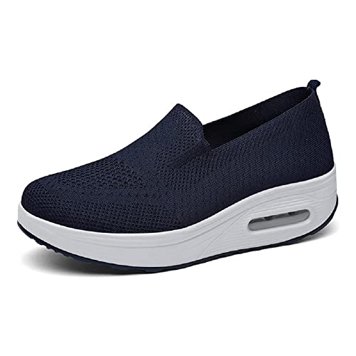 YisiNP Damen Leichtgewichts Walking Sneakers Confort Atmungsaktiv Mesh Freizeitschuhe Keilabsatz Slip on Schuhe von YisiNP