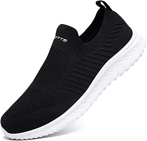 YisiNP Mesh Sneaker Damen Herren Sportschuhe Slip on Laufschuhe Ohne Schnürsenkel Männer Schuhe Sneakers Fitnessschuhe, Schwarz2, 41 EU von YisiNP