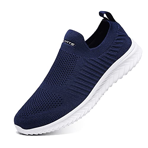 YisiNP Mesh Sneaker Damen Herren Sportschuhe Slip on Laufschuhe Ohne Schnürsenkel Männer Schuhe Sneakers Fitnessschuhe, Blau2, 36 EU von YisiNP