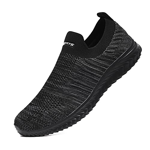 YisiNP Mesh Sneaker Damen Herren Sportschuhe Slip on Laufschuhe Ohne Schnürsenkel Männer Schuhe Sneakers Fitnessschuhe, Dunkelgrau, 40 EU von YisiNP