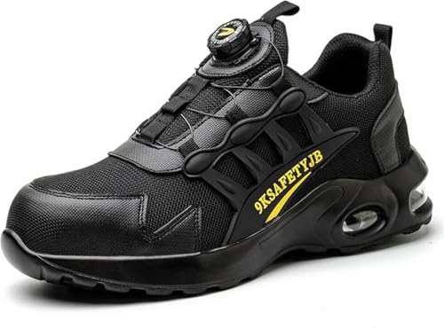 YisiNP Sicherheitsschuhe Herren Arbeitsschuhe Damen Atmungsaktiv Komfort Turnschuhe Stahlkappenschuhe rutschfeste Drehknopf 3S Schutzschuhe von YisiNP