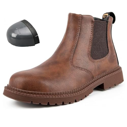 YisiNP Stahlkappenschuhe Herren Sicherheitsschuhe Damen Chelsea Arbeitsschuhe Schutzschuhe S3 rutschfest Atmungsaktiv Sicherheitsstiefel von YisiNP