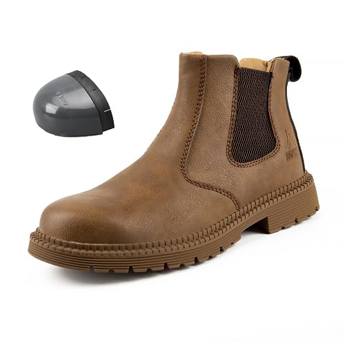 YisiNP Stahlkappenschuhe Herren Sicherheitsschuhe Damen Chelsea Arbeitsschuhe Schutzschuhe S3 Rutschfest Atmungsaktiv Sicherheitsstiefel von YisiNP