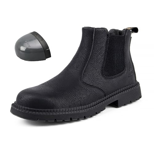 YisiNP Stahlkappenschuhe Herren Sicherheitsschuhe Damen Chelsea Arbeitsschuhe Schutzschuhe S3 Rutschfest Atmungsaktiv Sicherheitsstiefel von YisiNP