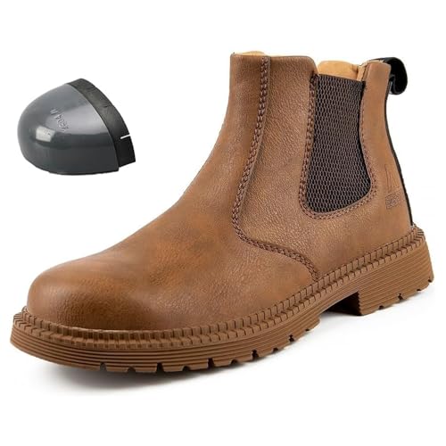YisiNP Stahlkappenschuhe Herren Sicherheitsschuhe Damen Chelsea Arbeitsschuhe Schutzschuhe S3 rutschfest Atmungsaktiv Sicherheitsstiefel von YisiNP