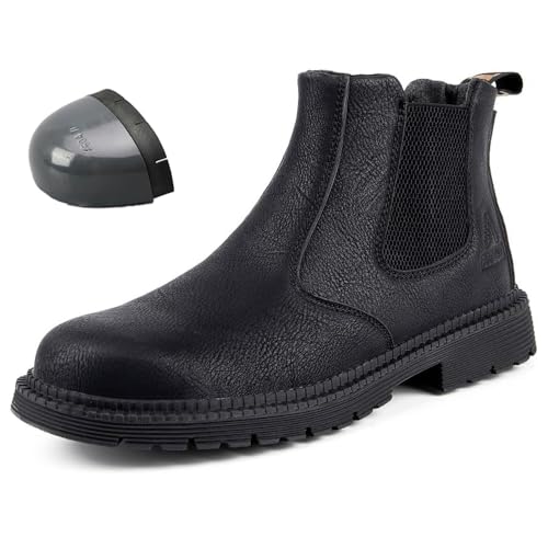 YisiNP Stahlkappenschuhe Herren Sicherheitsschuhe Damen Chelsea Arbeitsschuhe Schutzschuhe S3 rutschfest Atmungsaktiv Sicherheitsstiefel von YisiNP
