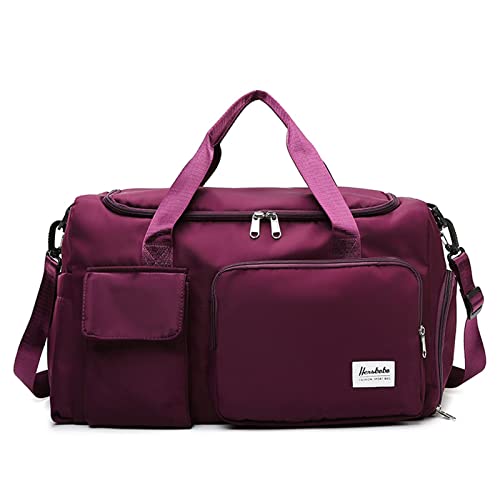 Gym Duffle Bag mit Schuhfach Nasstasche, Weekender Reisetasche mit Schultergurten, Wasserdichter Sport Duffle Bag für Herren Damen, Leichte Handgepäcktasche, rot von Yitexin