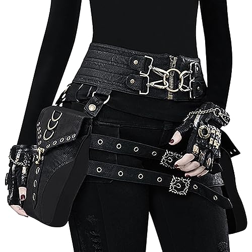 Yiurse Halloween Cosplay Steampunk Tasche | Steampunk Tasche für Motorrad - Motorrad Bein Geldbörse Schultertasche für Männer Frauen, Schwarz , 1 von Yiurse