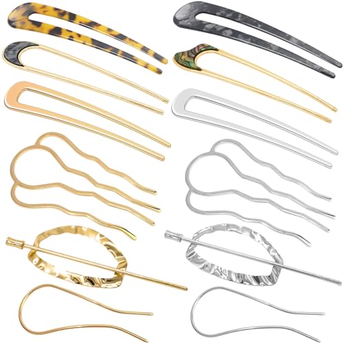 Yivioep 12 Stück U-förmige Haarnadeln, Metall, französische Twist-Haarnadeln, Dutt-Styling-Haarnadeln für Frauen, dickes Haar, Mädchen, Frisuren-Zubehör Yivioep 12 Stück U-förmige Haarnadeln, Metall, französische Twist-Haarnadeln, Dutt-Styling-Haarnadeln für Frauen, dickes Haar, Mädchen, Frisuren-Zubehör von Yivioep