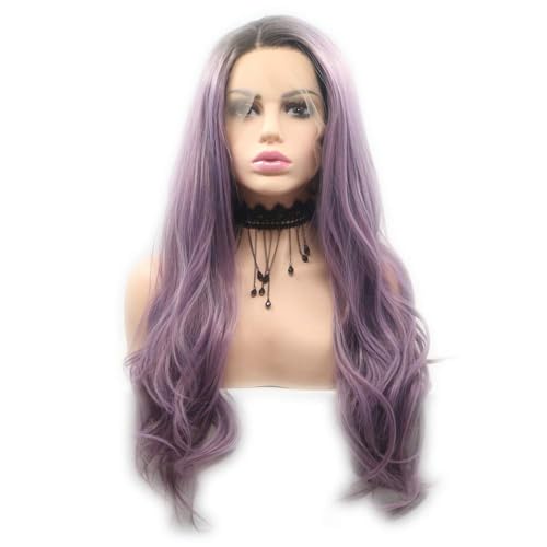 Drag Queen Ombre Purple Lace Front Wig Natural Wave Glueless Soft Synthetic Ladies Perücke Cosplay Urlaub Lavendel Perücke Festival For Women Female 61 cm Drag Queen Ombre Purple Lace Front Wig Natural Wave Glueless Soft Synthetic Ladies Perücke Cosplay Urlaub Lavendel Perücke Festival For Women Female 61 cm von Yiweier