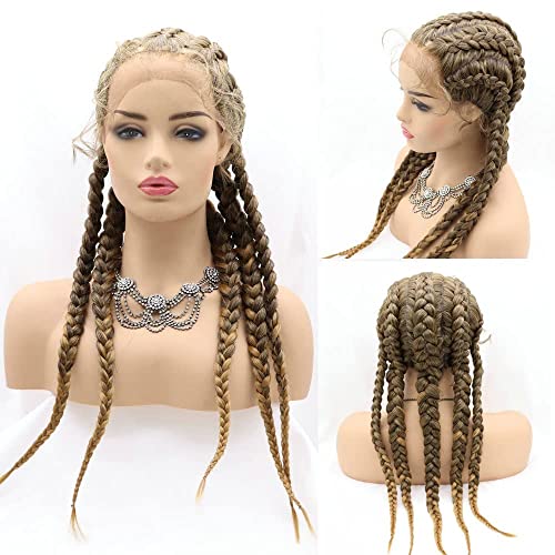 RainaHair Kunsthaarperücke mit Babyhaar, Braun, gemischte Blonde, 5 Häkelzöpfe, X-Pression, Flechthaar-Perücken für Frauen, 76,2 cm (gemischtes Blond) von Yiweier