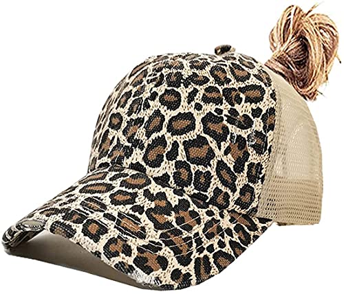 Yixda Baseball Cap Damen Basecap Verstellbar Pferdeschwanz Sonnenhut Baseball Kappe (Leopard) von Yixda