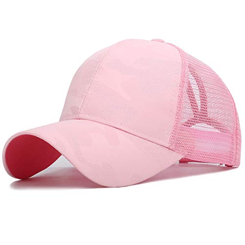 Yixda Baseball Kappe Damen Mädchen Sonnenhut Mesh Pferdeschwanz Cap (Rosa) von Yixda