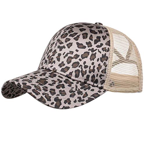 Yixda Damen Baseball Cap Sommer Mesh Sonnenhut Pferdeschwanz Cap (Leopard Grau) von Yixda