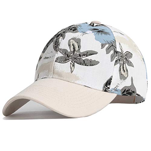 Yixda Damen Blumen Baseball Cap Verstellbar Basecap Tennis Golf Sport Kappe (Baseball, Weiß) von Yixda