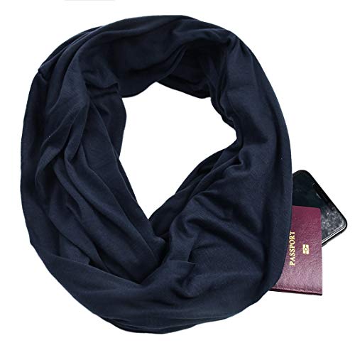 Yixda Damen Loop Schal Schlauchschal Infinity Schal mit Reißverschluss Tasche (Navy) von Yixda