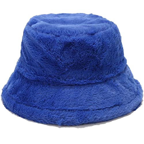 Yixda Damen Winter Mütze Fischerhüte Weiche Kunstpelz Eimerhut Bucket Warm Hut (Blau) von Yixda