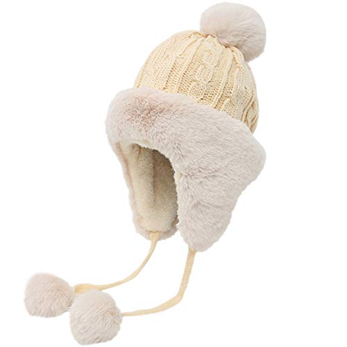 Yixda Damen Wintermütze mit Ohrenklappen Warm Fellmütze Ski Trapper Hut (Beige) von Yixda