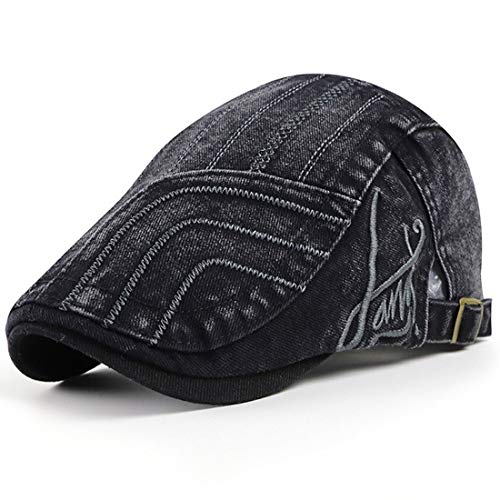 Yixda Flatcap Schiebermütze Herren Damen Gatsby Ivy Schirmmütze Kappe (Schwarz) von Yixda