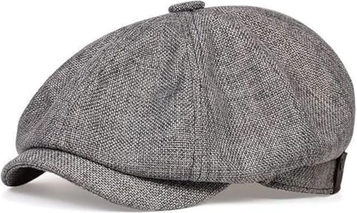 Yixda Herren Schiebermütze Barret Cap Unisex Sommer Atmungsaktiv Schirmmütze Kappe Gatsby Flatcap (DE/NL/SE/PL, Alphanumerisch, Einheitsgröße, Dunkelgrau) von Yixda