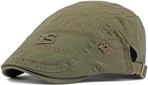 Yixda Herren Schiebermütze Flatcap Barett Newsboy Cap Schirmmütze Driving Gatsby Kappe (Baumwolle, Armeegrün) von Yixda