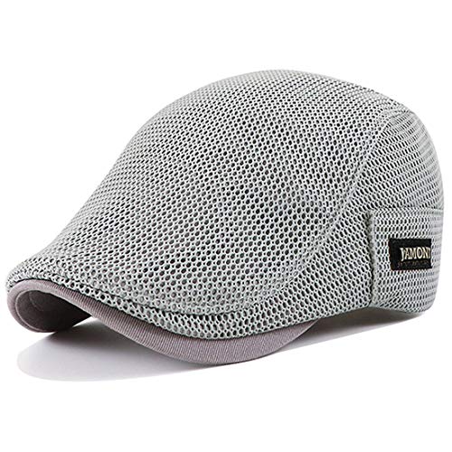 Yixda Herren Schirmmütze Flatcap Schiebermütze Sommer Mesh Kappe Hut (Grau) von Yixda