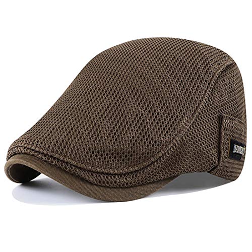 Yixda Herren Schirmmütze Flatcap Schiebermütze Sommer Mesh Kappe Hut (Kaffee) von Yixda