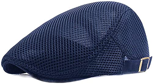 Yixda Herren Sommer Breathable Kappe Hut Schirmmütze Gatsby Flat Cap (Blau) von Yixda