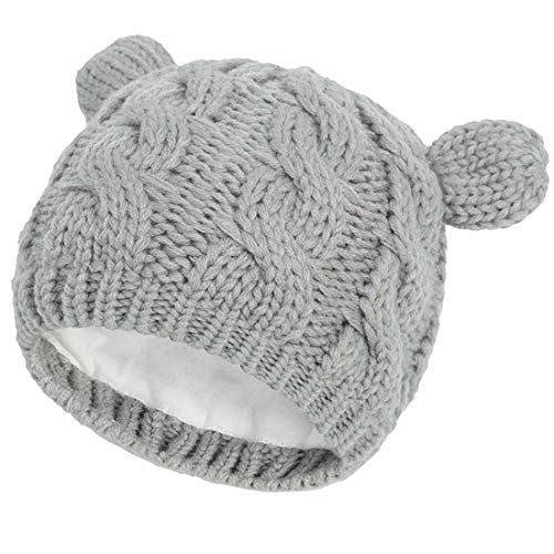 Yixda Neugeborene Baby Mütze und Handschuhe Set Kleinkind Winter Strickmütze Hüte (Grau 1, 3-6 Monate) von Yixda