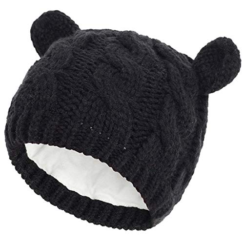 Yixda Neugeborene Baby Mütze und Handschuhe Set Kleinkind Winter Strickmütze Hüte (Schwarz 1, 3-6 Monate) von Yixda