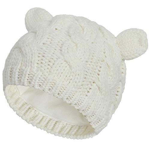 Yixda Neugeborene Baby Mütze und Handschuhe Set Kleinkind Winter Strickmütze Hüte (Weiß 1, 0-3 Monate) von Yixda