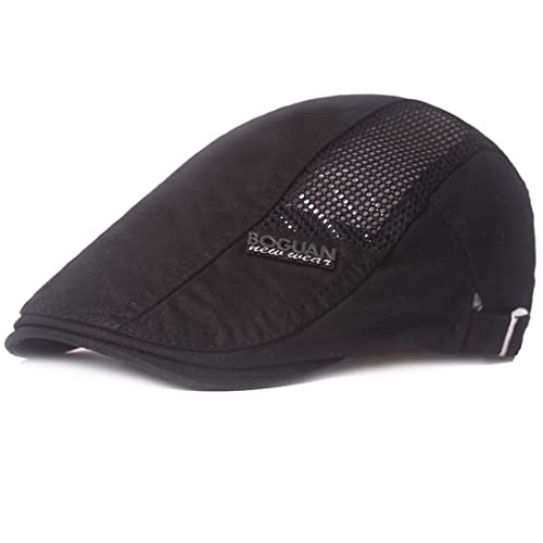 Yixda Schiebermütze Herren Damen Newsboy Schirmmütze Gatsby Ivy Barett Flat Cap (Schwarz) von Yixda