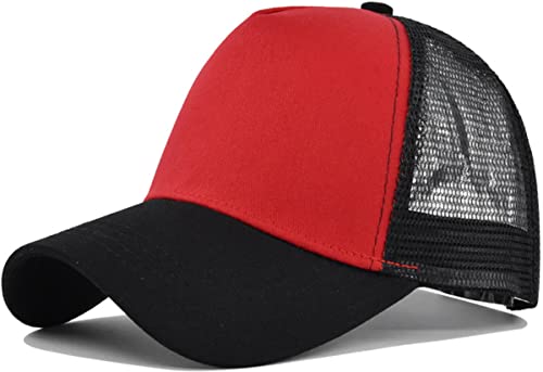 Yixda Snapback Unisex Trucker Cap Herren Damen Verstellbar Mesh Baseballmütze Sport Kappe (Rot) von Yixda