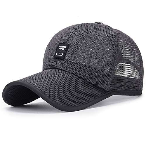 Yixda Sommer Baseball Kappe Basecap Herren Damen Verstellbar Mesh Sport Cap (Dunkelgrau) von Yixda