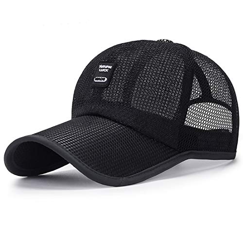 Yixda Sommer Baseball Kappe Basecap Herren Damen Verstellbar Mesh Sport Cap (Schwarz) von Yixda