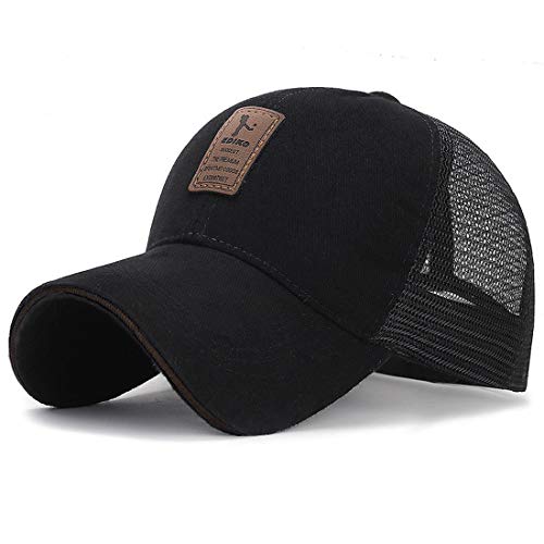 Yixda Sommer Mesh Snapback Kappe Unisex Sonnenhut Golf Trucker Cap (Black) von Yixda