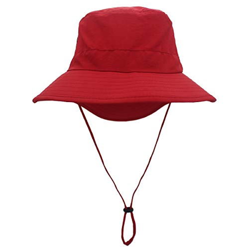 Yixda Sonnenhut Damen Herren Safari Hut Fischermütze Outdoor Anti-UV Kappe Hut (Rot) von Yixda