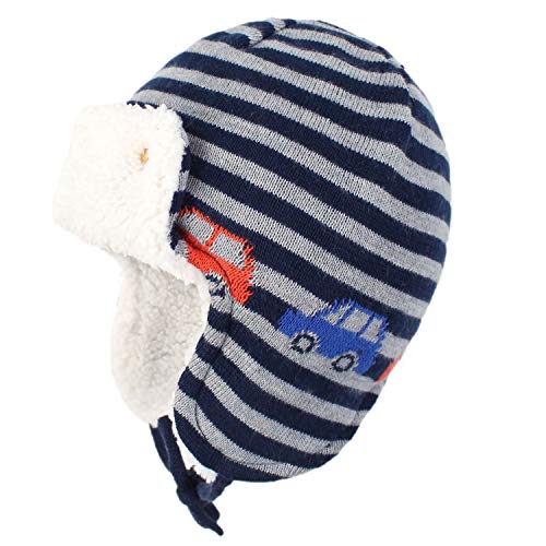 Yixda Unisex Baby Wintermütze mit Ohrenklappen Kinder Trappermütze Ski Hut (Autos, 1-2 Jahre) von Yixda