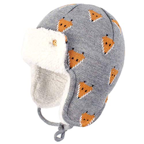 Yixda Unisex Baby Wintermütze mit Ohrenklappen Kinder Trappermütze Ski Hut (Fuchs, 1-2 Jahre) von Yixda