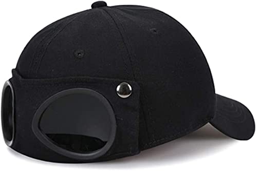 Yixda Unisex Baseball Cap Fliegermütze mit Schutzbrille Hip Hop Sport Snapback Kappe (Schwarz) von Yixda