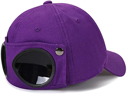 Yixda Unisex Baseball Cap Fliegermütze mit Schutzbrille Hip Hop Sport Snapback Kappe (Violett) von Yixda