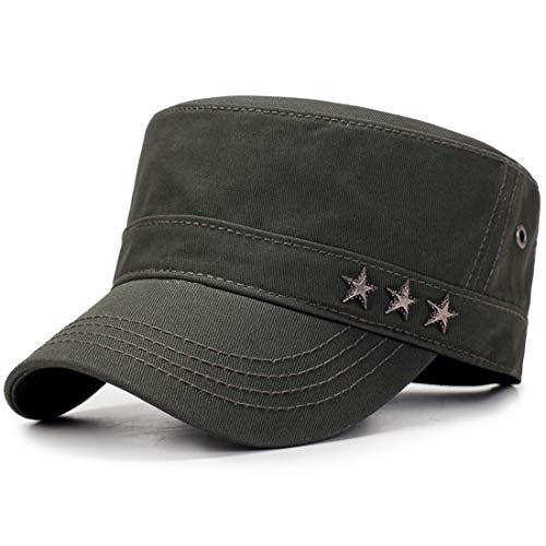 Yixda Unisex Baseball Caps Army Military Flat Cap Sonnen Outdoor Sport Kappe (Stern Armeegrün) von Yixda