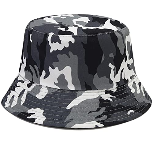 Yixda Unisex Fischerhüte Outdoor Faltbarer Bucket Hat Eimerhut Sonnenhut Strandhut (Camo Grau) von Yixda