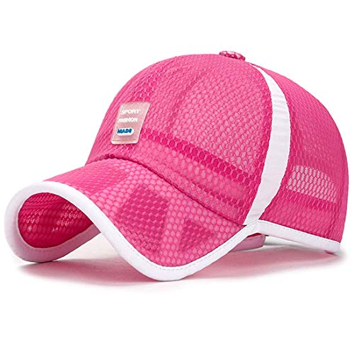 Yixda Unisex Jungen Mädchen Baseball Kappe Mütze Kinder Trucker Mesh Cap (Rose Rot) von Yixda