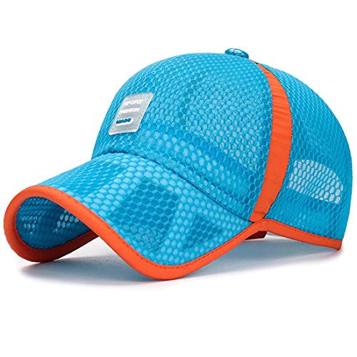 Yixda Unisex Jungen Mädchen Baseball Kappe Mütze Kinder Trucker Mesh Cap (See Blau) von Yixda