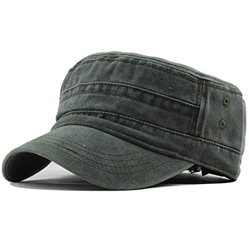 Yixda Unisex Vintage Military Army Flat Cap Verstellbare Baseballmütze Kappe (Armeegrün) von Yixda